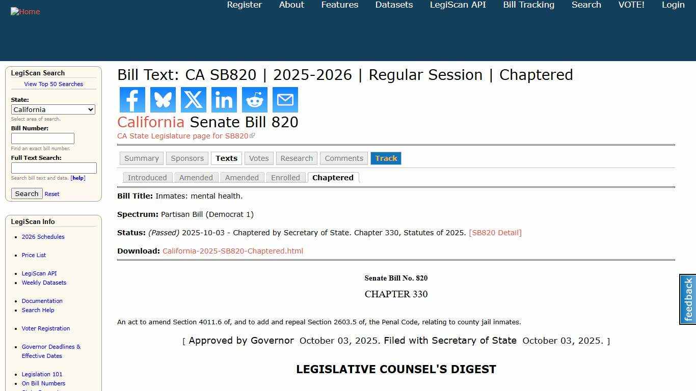 Bill Text: CA SB820 2025-2026 Regular Session Chaptered LegiScan